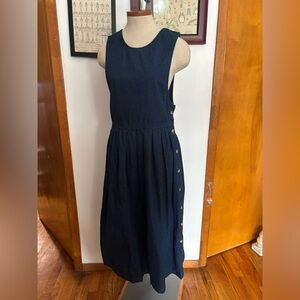 VINTAGE: L.L.BEAN *MADE IN USA Side Button Denim Maxi Dress SZ.4P (BLUE)